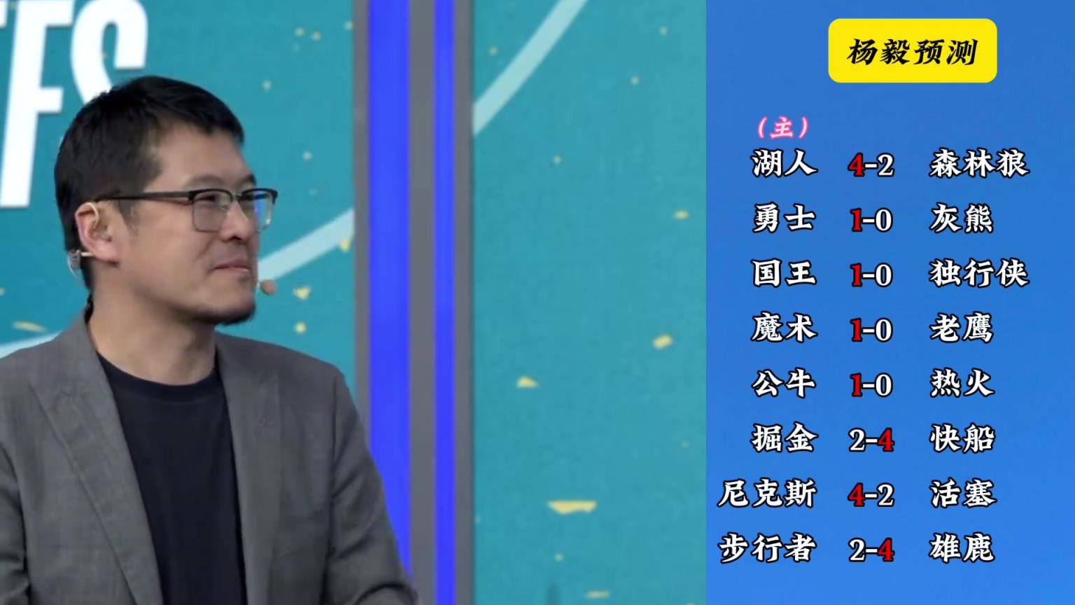 明燈來(lái)了！看看楊毅的季后賽預(yù)測(cè)：湖人4-2狼 快船4-2掘金